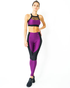 Contrast Sports Bra with Mesh Detail