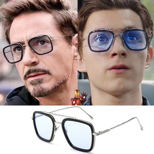 Tony Stark Sunglasses Men Avengers Iron Man Square Sunglasses Retro Gradient Spider Man Edith Glasses Robert Downey Jr Goggles