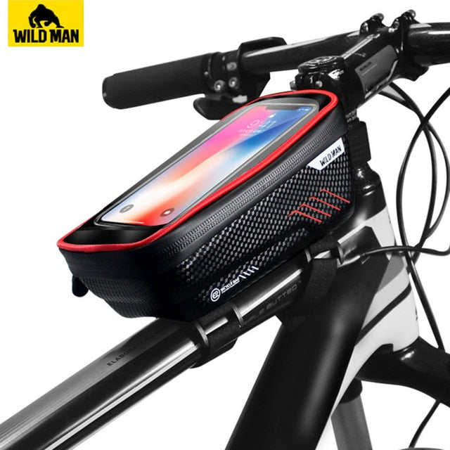 WILD MAN Mountain Bike Bag Rainproof Waterproof Mtb Front Bag 6.2inch Mobile Phone Case Bicycle Top Tube Bag Cycling Accessories