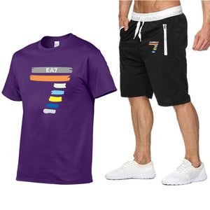 The latest EA7 men's T-shirt suit summer special fashion T-shirt round neck shorts + T-shirt fashion brand short-sleeved suit