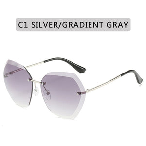 2020 Vintage Fashion Oversized Rimless Sunglasses Women Famous Luxury Brand Design Sexy Diamond Square Sun Glasses For Female