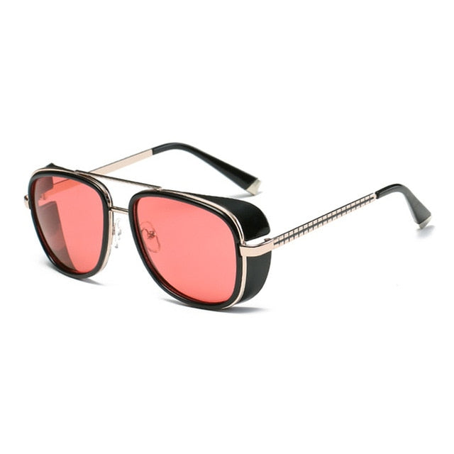 2021 Steampunk ton stark Iron Man 3 sunglasses men brand women mirror designer sun glasses Vintage lens red UV400 sunglasses