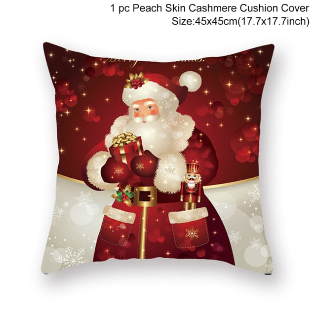 Christmas Cushion Cover Merry Christmas Decorations for Home 2021 Christmas Ornament Navidad Noel Xmas Gifts Happy New Year 2022