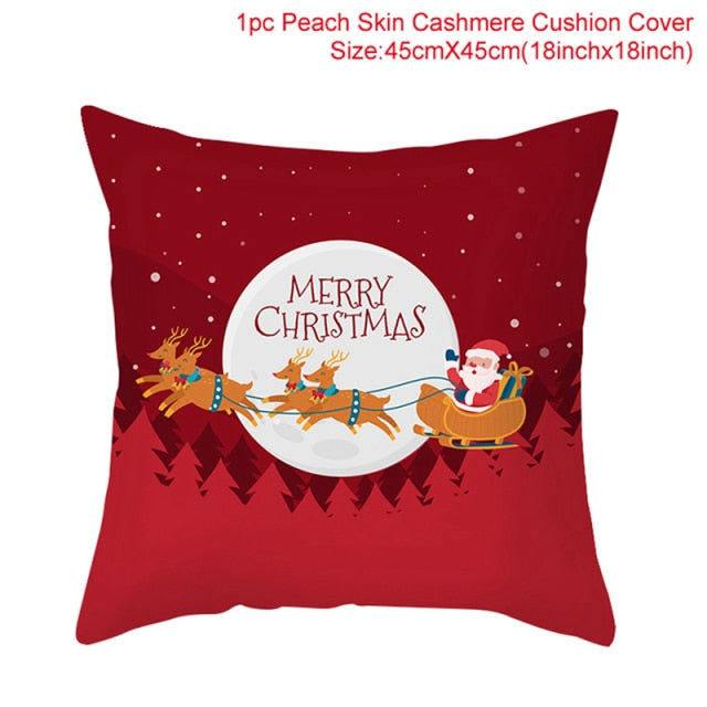 Christmas Cushion Cover Merry Christmas Decorations for Home 2021 Christmas Ornament Navidad Noel Xmas Gifts Happy New Year 2022
