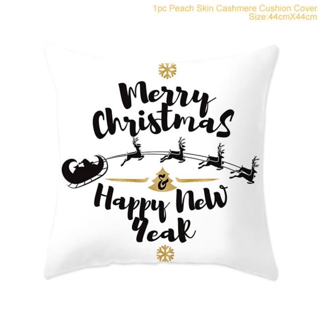 45cm Christmas Black Gold Cushion Cover Merry Christmas Decorations for Home Cristmas Ornaments Natal Navidad Gift New Year 2021
