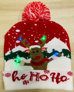 ON SALE! 2022 New Year LED Knitted Christmas Hat Beanie Light Up Illuminate Warm Hat For Kids Adults New Year Christmas Decor