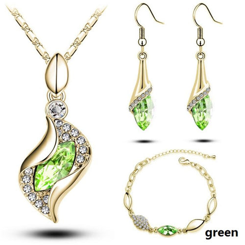Top Quality Elegant luxury design new fashion colorful Austrian crystal drop Gold Chain