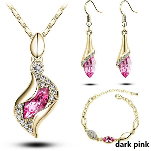 Top Quality Elegant luxury design new fashion colorful Austrian crystal drop Gold Chain