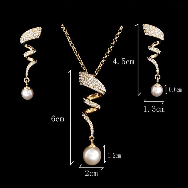 Austrian Crystal Jewelry Set for Women Gold Chain