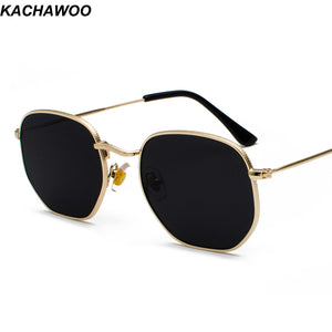 Kachawoo vintage gold sunglasses men square metal frame silver brown black small sun glasses female unisex summer style