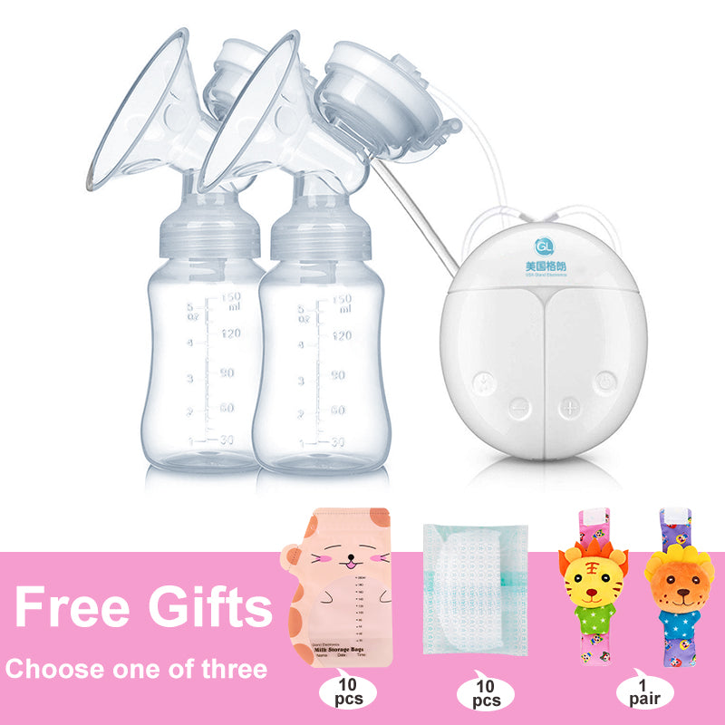 GL FDA Double Electric Breast Pump Milk Extractor Pump Infant Nipple Baby Milk Breastfeeding Bottle USB Breast Enlargement Pumps