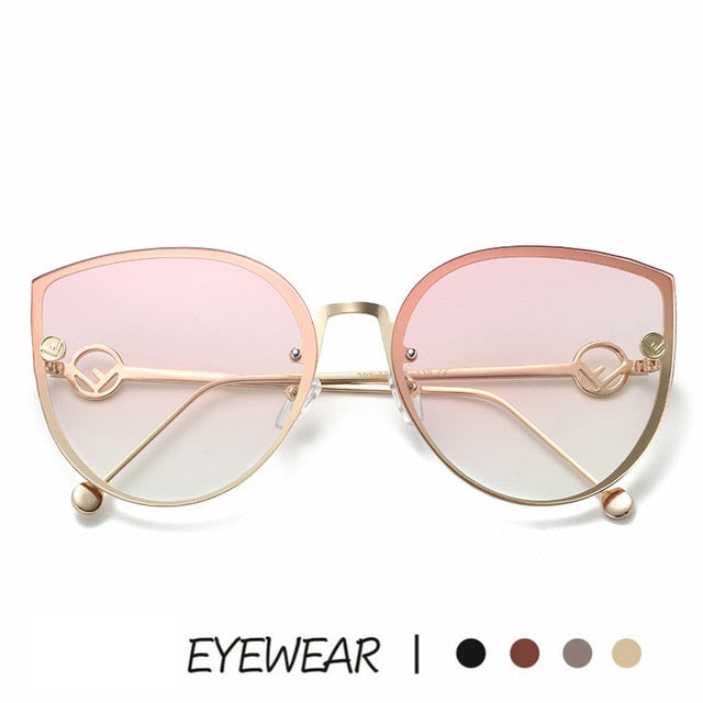 TOYEARN 2019 New Luxury Italy Brand Designer Lady Cat Eye Sunglasses Women Vintage Rimless Gradient Sun Glasses For Female UV400
