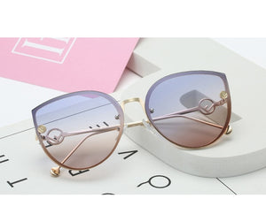 TOYEARN 2019 New Luxury Italy Brand Designer Lady Cat Eye Sunglasses Women Vintage Rimless Gradient Sun Glasses For Female UV400