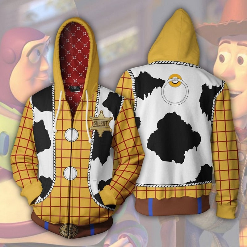 2019 New Autumn Winter 3D print Toy Story Sheriff Woody Cosplay Zip Up Hoodie Jacket clothing