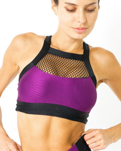 Contrast Sports Bra with Mesh Detail