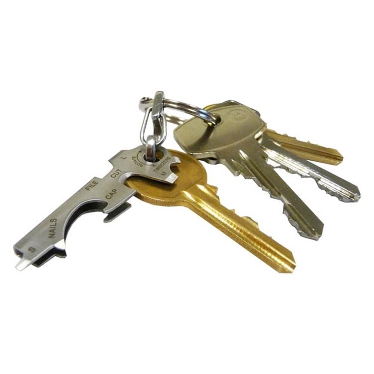 mini Outdoor 7 in1 Keychain Multitool Steel Multi Tool Key Utility Key Tools Screwdriver Opener Cutter Nail File w/ Carabiner