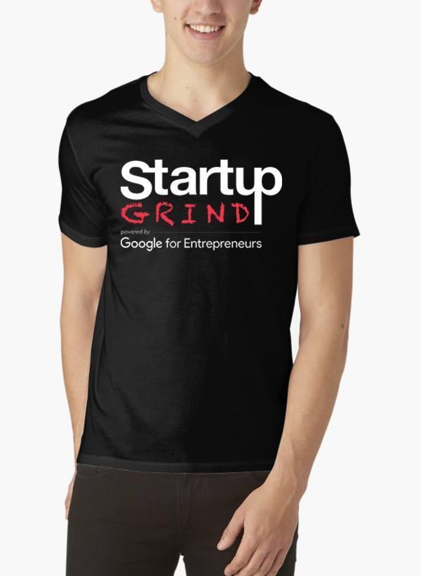 Startup Grind Black Half Sleeves V-Neck