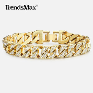 Miami Curb Cuban Chain Bracelet For Men Gold